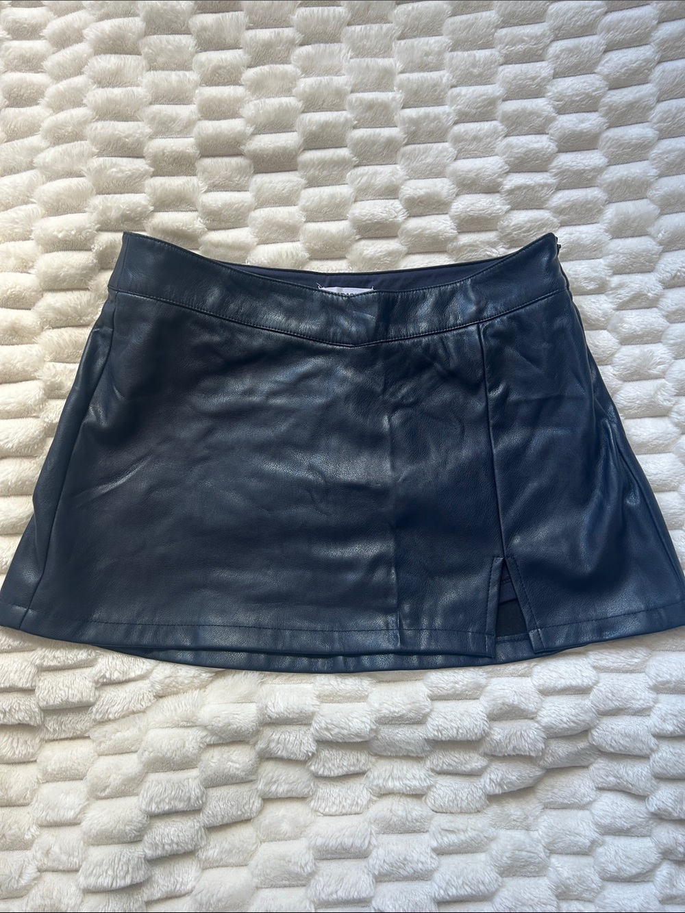 Garage Black Faux Leather Mini Skort Navy